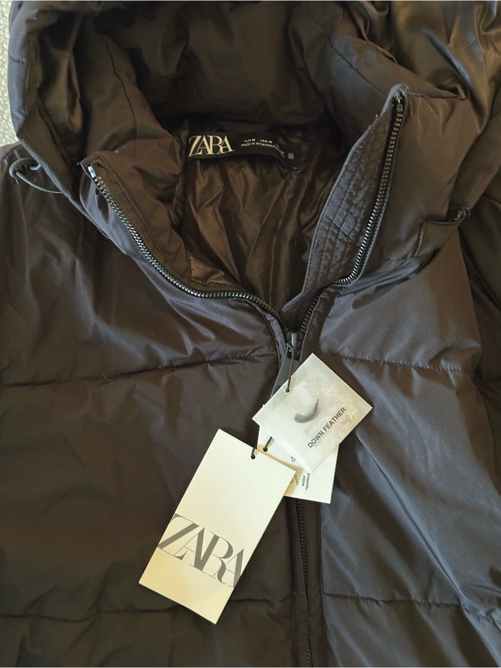 Zara Black Hooded Puffer Jacket - Picture 3 of 3